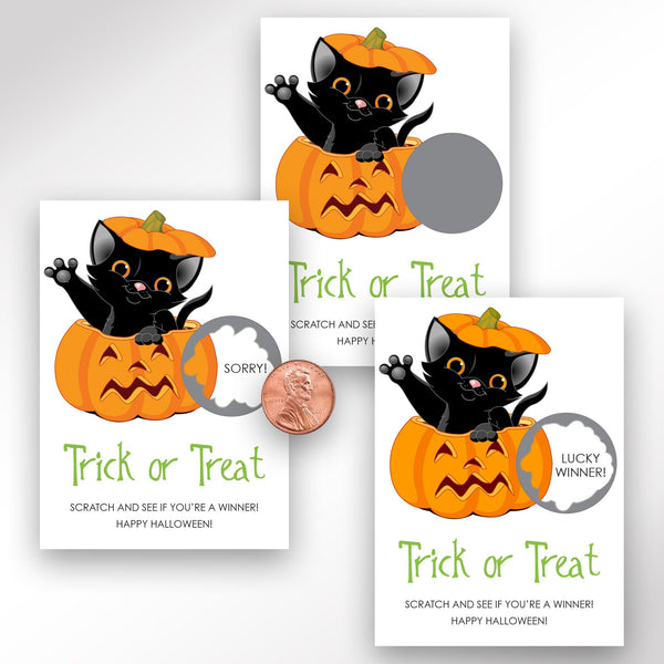 Kids Halloween Classroom Party Game Game Scratch Off Ticket Cards Pumpkin Kitty Cat Halloween Party  - Set of 24 Cards Printed and Shipped