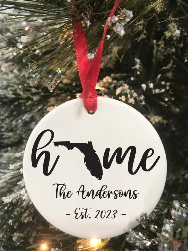 Florida State Home Christmas Ornament New Home First Christmas Housewarming Gift Wedding Ornament Realtor Gift Choose Your State 2023