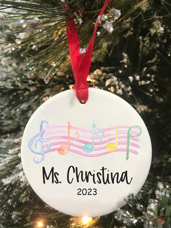 Music Teacher Personalized Christmas Ornament Personalized Teacher Gift Ceramic Ornament Teacher 2023 Ornament