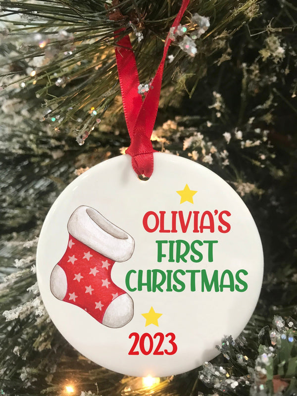 Baby&#39;s First Christmas Personalized Ornament Personalized First Christmas Gift 2023 Ceramic Ornament Keepsake Ornament