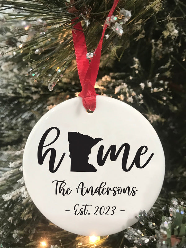 Minnesota State Home Christmas Ornament 2023 New Home First Christmas Housewarming Gift Wedding Ornament Realtor Gift Choose Your State