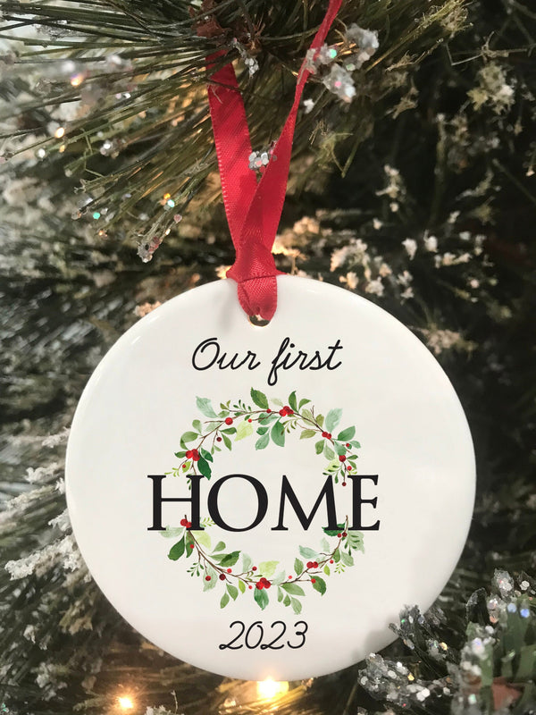 Our First Home Christmas Ornament 2023 New Home First Christmas Housewarming Gift Ceramic Ornament Keepsake Ornament