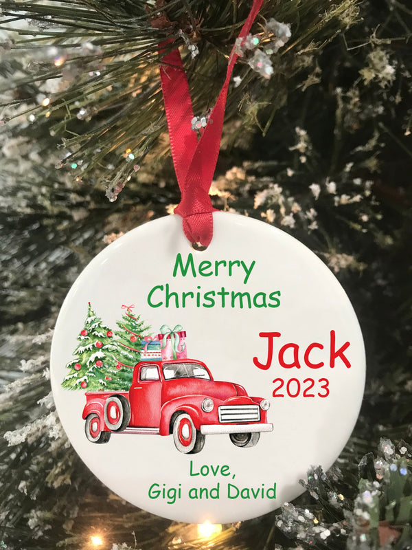 Christmas Truck Personalized Name Christmas Ornament Personalized Kids Christmas Gift Ceramic Ornament Keepsake Ornament 2023