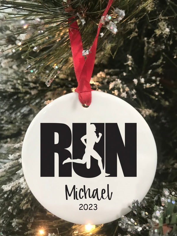 Running Ornament Man Gift for Runners Cross Country Gift 2023 Running Ornament Marathon Ornament Run Ornament Christmas Keepsake