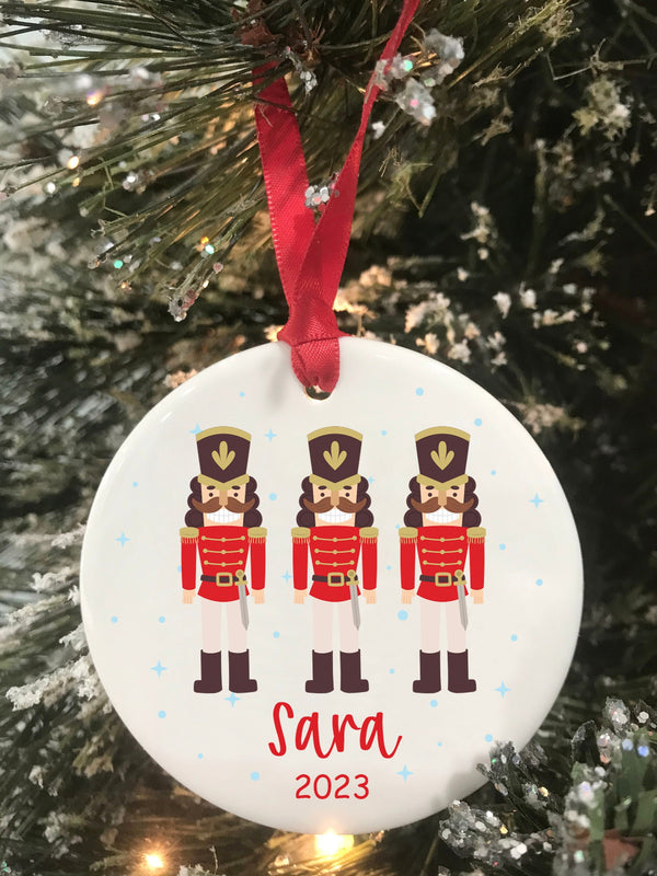 Nutcracker Christmas Personalized Name Ornament Personalized Kids Christmas Gift Ceramic Ornament 2023  Keepsake Ornament