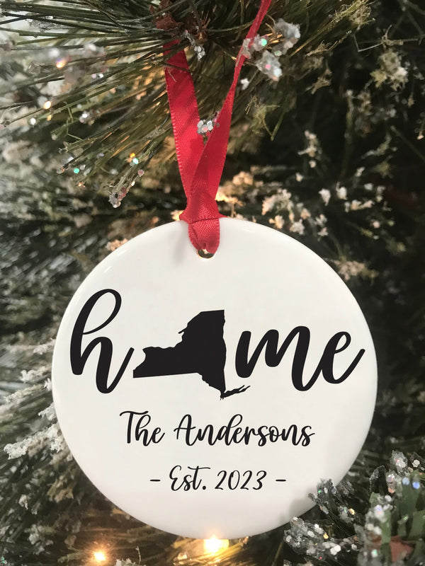 New York State Home Christmas Ornament 2023 New Home First Christmas Housewarming Gift Wedding Ornament Realtor Gift Choose Your State