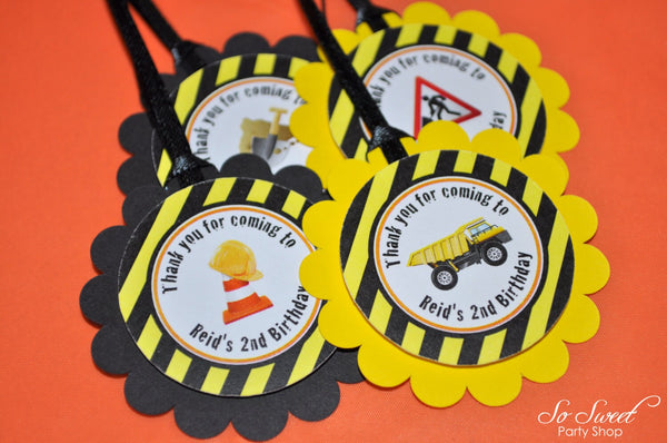 Construction Birthday Party Favor Tags, Boys 1st Birthday Decorations, Party Favor Tags, Thank You Tags, Dump Truck Birthday - Set of 12