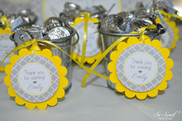 12 Baby Shower Favor Tags - Gray and Yellow - Boy or Girl Baby Shower Decorations - Gender Neutral Shower