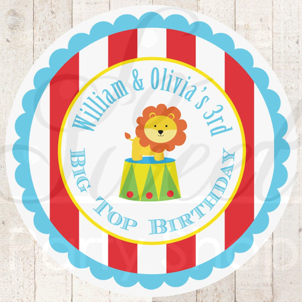 Circus Birthday Stickers - Circus Party Favor Sticker Labels - Kids Circus Carnival Birthday Decorations - Set of 24