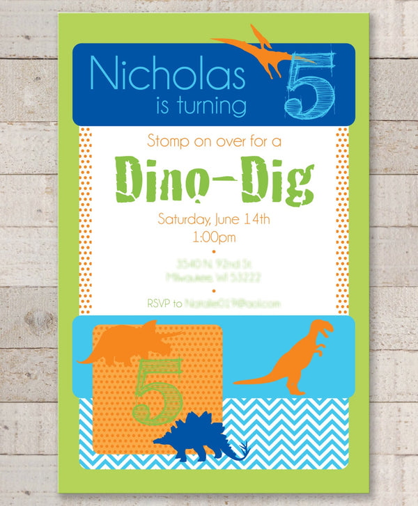 Dinosaur Birthday Invitations, Party Invites, Boys 1st Birthday, Dinosaur Theme Birthday Party Invitations, Party Decorations - Set of 10