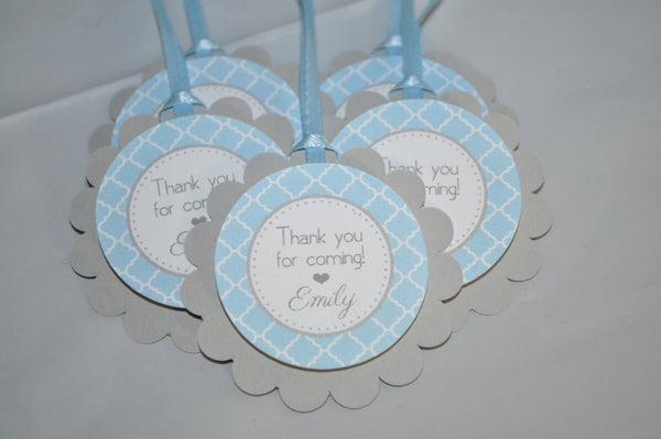 Boys Baby Shower Favor Tags - It&#39;s A Boy Favors - Blue and Gray - Boy Baby Shower Decorations - Baby Shower Thank You Tags - Set of 12