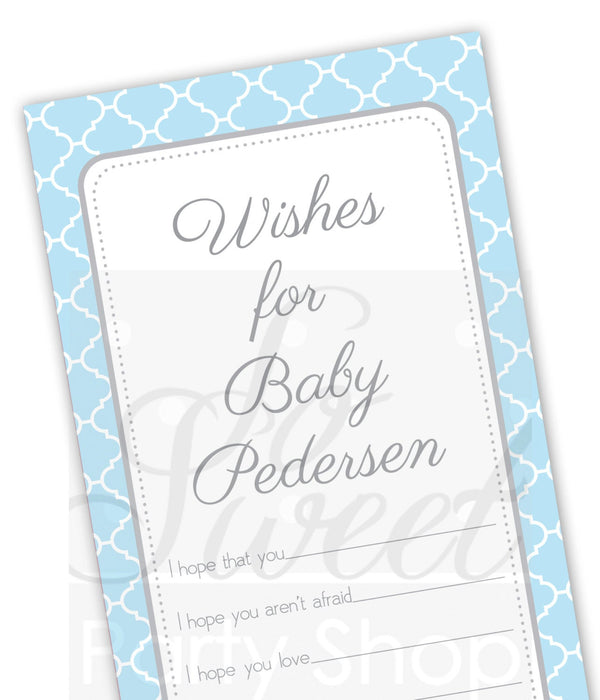 Boys Baby Well Wish Cards - Baby Shower Advice Cards - Blue and Gray - Blue Baby Shower Decorations - Blue Baby Shower Games - Set of 12