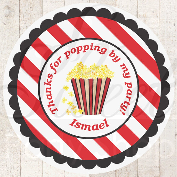 Movie Night - Personalized Stickers - Party Favor Tags, Thank You Tags, Birthday, Baby Shower - Movie Birthday Party Decorations - Set of 24