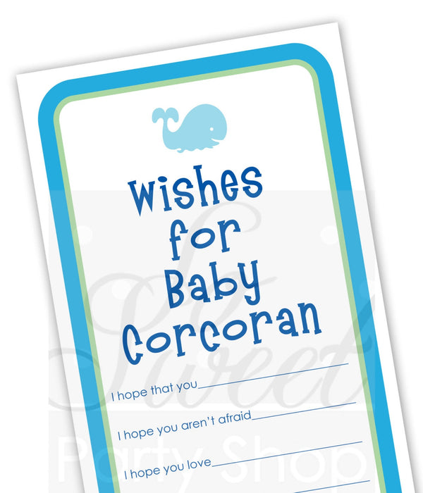 Boys Baby Well Wish Cards - Baby Shower Advice Cards - Whale Baby Shower - Baby Shower Decorations - Baby Shower Games - Set of 12