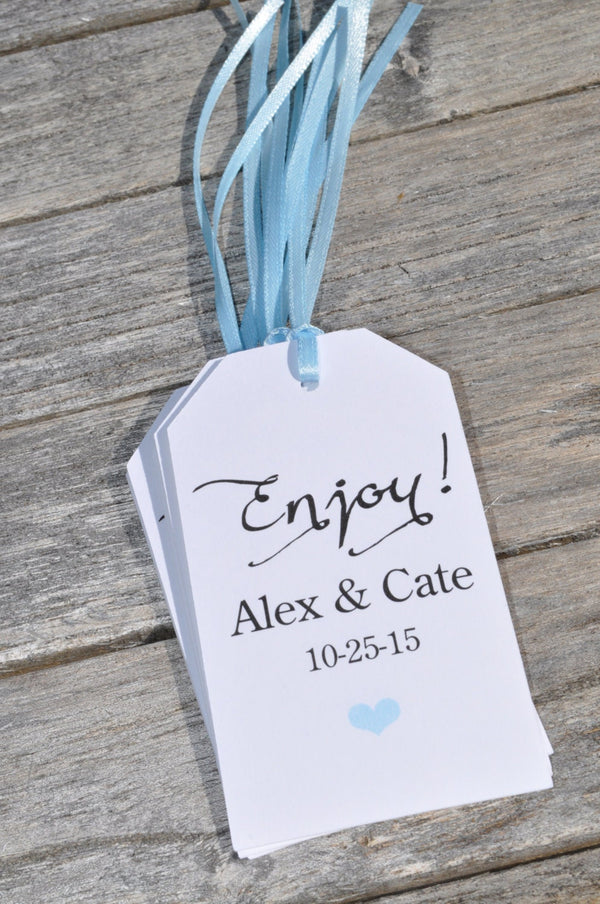 Baby Shower Favor Tags Enjoy, Wedding Thank You Tags, Favor Tag, Bridal Shower Favor Tags, Birthday Favor Tags - Set of 12