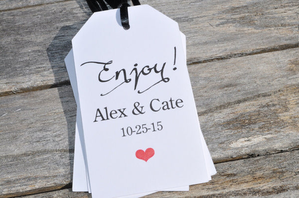 Wedding Favor Tags, Bridal Shower Favor Tags, Thank You Tags, Enjoy Favor Tags, Bachelorette Party Favors, Personalized Favors - Set of 12