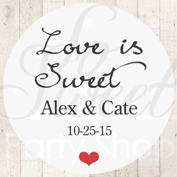 Wedding Favor Sticker Labels, Wedding Favors, Bridal Shower Favors, Bachelorette Party Sticker, Thank You Stickers Love Is Sweet - Set of 24