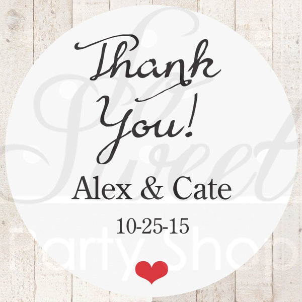 Wedding Thank You Stickers, Wedding Favor Labels, Bridal Shower Favor Stickers, Personalized Thank You Tags, Baby Shower Favors - Set of 24